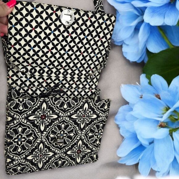 Vera Bradley Barcelona Black Julia Satchel Crossbody Strap Handle Lock Purse Bag - Picture 4 of 14